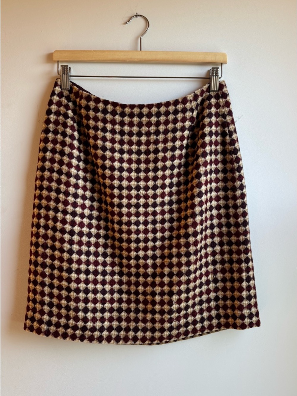 Eddie Bauer Wool Diamond-Check Skirt